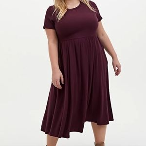 Torrid Burgandy Purple Rib Midi Dress